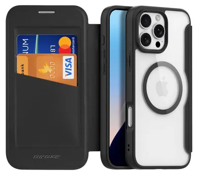 Produktbild von Dux Ducis Skin X Pro Fall für Iphone 16 Pro mit Magsafe und Klappe - schwarz