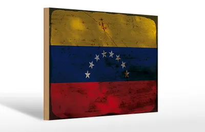 Produktbild von Holzschild Flagge Venezuela 30x20cm Flag Venezuela Rost