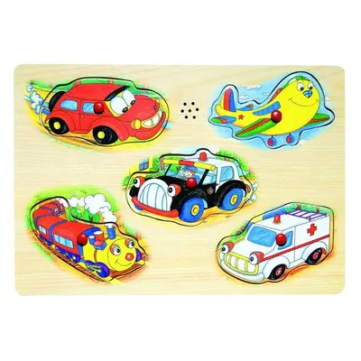 Produktbild von SOUND HOLZ PUZZLE KINDER FAHRZEUGE Steckpuzzle Holzspielzeug Lernspiel
