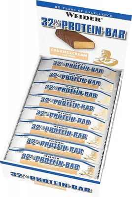 Produktbild von Weider 32% Protein Bar (12x60g) Cookies & Cream - Riegel - Protein-Riegel