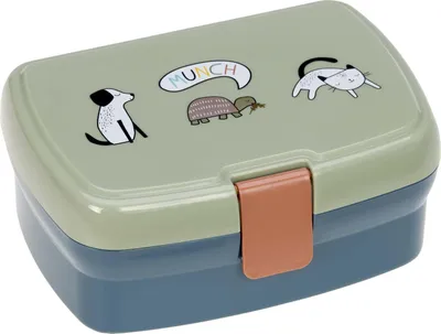Produktbild von LÄSSIG Kinder Lunchbox Brotdose mit herausnehmbarer Unterteilung, BPA-frei/Happy Prints, Blau