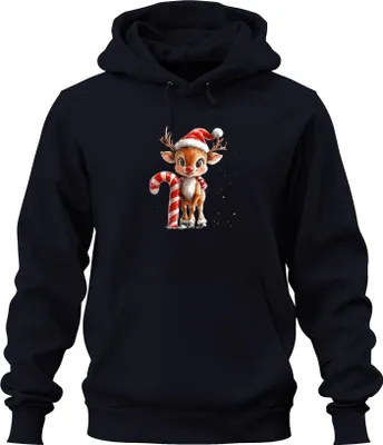 Produktbild von Weihnachten Niedliches Rentier Zuckerstange Geschenk Kinder Uni Hoodie Kapuzenpullover, Navy, 3XL
