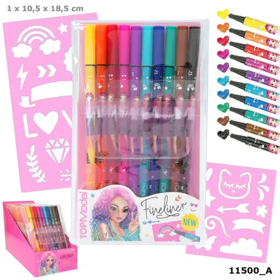 Produktbild von TOPModel Fineliner 10er mit 2 Schablonen für Handlettering, Depesche