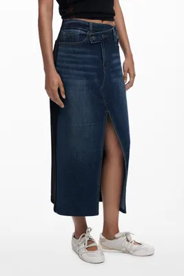 Produktbild von Stylischer Damen-Jeansrock in Blau mit Kontrastdetails und Taschen