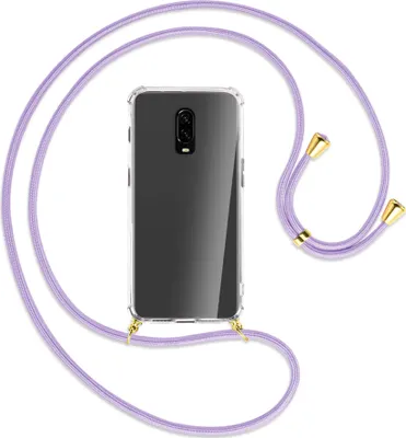 Produktbild von Handykette Backcover-Schutzhülle mit Band (Metall goldfarben) für OnePlus 6T, OnePlus 7 - violett