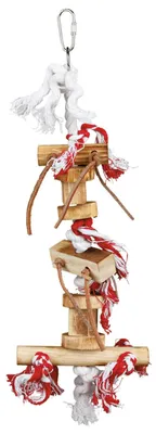 Produktbild von TRIXIE Spielzeug mit Tau und Lederbändchen, Holz, bunt, 35 cm