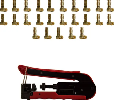 Produktbild von PremiumX 25x XCon G1-90 Kompressionsstecker Winkelstecker + Kompressionszange