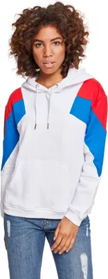 Produktbild von Urban Classics Damen Hoodie Ladies Oversize 3-Tone Block Hoody White/Firered/Brightblue-S