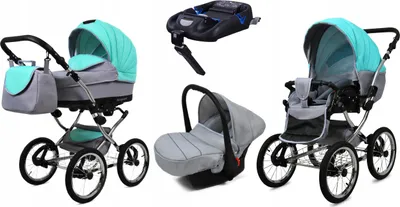 Produktbild von BabyLux® Margaret Exclusive | 4in1 Kinderwagen Set | Mint | Kombikinderwagen | Kinderwagenset |