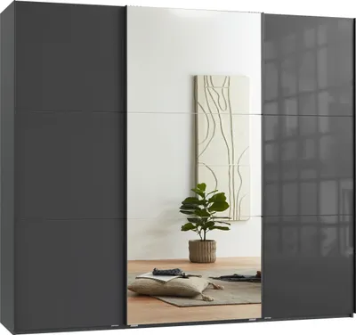 Produktbild von Schwebetürenschrank Kleiderschrank 250 cm Vollausst. Spiegel Glasfront Anthrazit / 22035