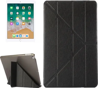 Produktbild von Für iPad 9.7 (2018) & iPad 9.7 (2017) & iPad Air Silk Texture Horizontal Deformation Flip Ledergehäuse mit dreifaltigem Halter (Black)