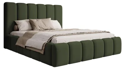 Produktbild von Selsey Biscottino - Polsterbett 140x200 mit Bettkasten, Lattenrost, Samtbezug, grün