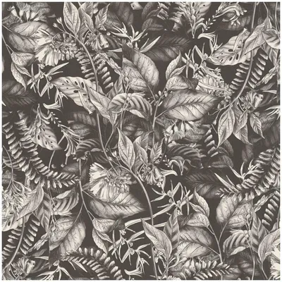 Immagine prodotto di Profhome 394252-GU Carta da parati in tessuto non tessuto Floral jungle nero opaco bianco 5,33 m2