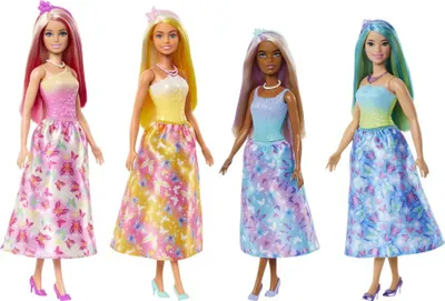 Produktbild von Barbie A Touch of Magic Royal Puppe mit bunten Haaren, Rock mit Schmetterlingsmuster und Zubehör, Modepuppe, Weiblich, 3 Jahr(e), Mädchen, 310 mm, 120 g