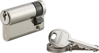 Image de Demi-cylindre de serrure SA UNIKEY (achetez-en plusieurs, ouvrez avec la même clé),  45x10mm, 3 clés, nickel - THIRARD