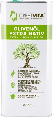 Produktbild von GreatVita Olivenöl 1000 ml im Kanister | griechisches Oliven-Öl