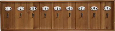 Produktbild von Chic Antique Schlüsselbrett Holz mit 9 Haken und Keramik Schildern 21 x 80 cm