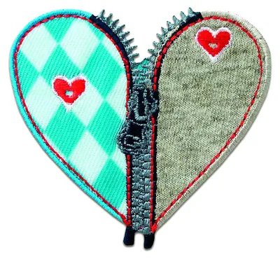 Obrázek produktu pro Herz Bayrisch Mit Reißverschluß - Záplata, Nažehlovací záplata, Apliqué, Apliqué, Záplata, K nažehlení, Velikost: 6 x 6,4 cm
