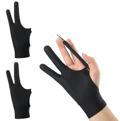 2 Zeichenhandschuhe für Grafiktablet, schwarz, M, Touchscreen-kompatibel