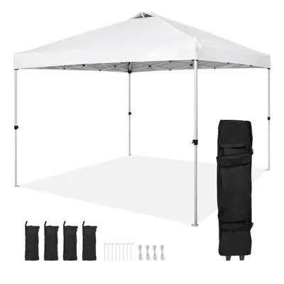 Produktbild von Pavillon 304,8x304,8x320cm - Gartenzelt 250D Polyurethan- Silberbeschichtetes Gewebe - Faltpavillon inkl. Aufbewahrungstasche - Partyzelt 6-8 Personen - Pop-up Zelt - Weiß Gartenpavillon für Campingausflug