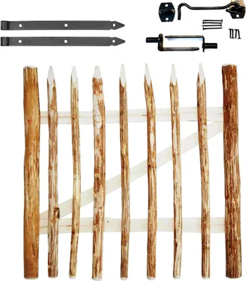 Produktbild von SEVICO Gartentor Zauntor Haselnuss Staketenzaun Tor Holz Gartenzaun Garten Tür Holztor mit Scharnieren und Zubehör V11-90