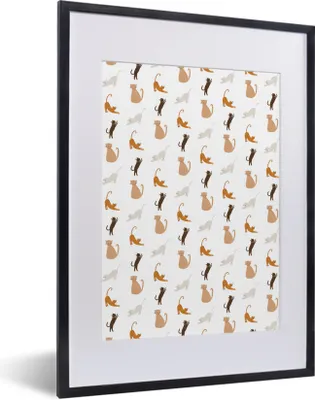 Produktbild von MuchoWow® MuchoWow® Gerahmtes Poster Katzen - Farben - Muster 30x40 cm - Poster mit zchwarzem Bilderrahmen - Wandposter Schlafzimmer