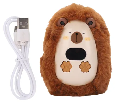 Produktbild von USB-Mini-Handwärmer, wiederaufladbar, tragbar, elektrisch, mit Digitalanzeige, niedliches Plüschtier, braun
