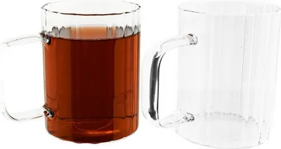 Obrázek produktu pro sada 4 sklenic s uchem 350 ml transparentní sklenice na čaj a kávu Riffle Design