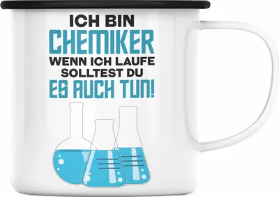Produktbild von Trendation - Chemiker Geschenke Emaille Tassen Emaille Tasse Chemielaborant Chemie Geschenk Chemielabor Gadget (Schwarz)