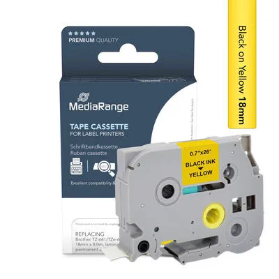 Immagine prodotto di MediaRange Schriftbandka. Brother TZ-641/TZe-641 18mm 8m sw