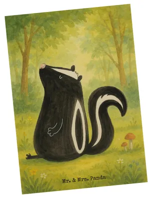 Produktbild von Mr. & Mrs. Panda Postkarte Stinktier Sitzen Design - Weiß - Geschenk, Ansichtskarte, Recht, Stinker, Ansichtskarten, Raubtier, Spruch, Postkarten, Grußkarte, Fotokarte