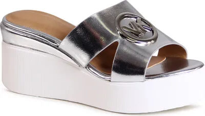 Produktbild von topschuhe24 2989 Damen Keilabsatz Sandaletten XXL Plateau Sandalen, Farbe:Silber, Größe:39 EU