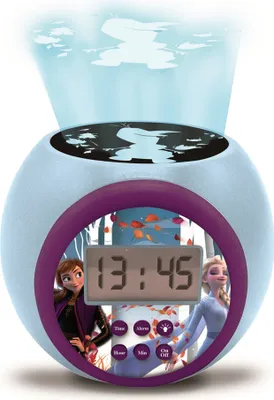 Obrázok produktu pre LEXIBOOK RL977FZ Hodiny s projektorom Disney Frozen 2 Anna Elsa s funkciou budíka Snooze, nočné svetlo s časovačom, LCD displej, napájanie batériami, modrá/fialová