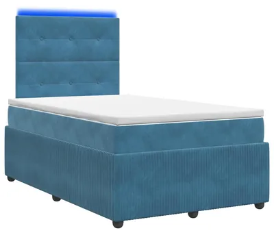 Productafbeelding van vidaXL LED boxspringbed met matras, blauw, 120 x 190 cm, fluweel