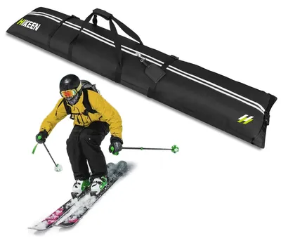 Zdjęcie produktu dla Torba narciarska Pokrowiec na narty i snowboard - Wyściełana - Wodoodporna nylon 600D - Regulowana do 215 cm