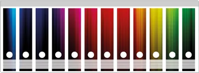 Produktbild von Wallario Ordnerrücken Sticker, selbstklebend für breite Ordner, 12 Stück, Motiv Bunte Regenbogenstreifen auf Schwarz