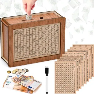 Obrázok produktu pre Drevená pokladnička s cieľom sporenia, retro dizajn, 22 x 15 x 13 cm