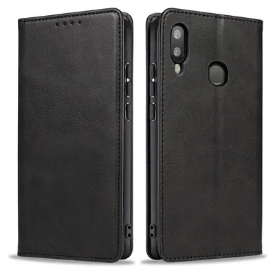 Produktbild von Handyhülle für Samsung Galaxy A20e Kunstleder Flip Cover Hülle Klapphülle Case Kartenfach Farbe: Schwarz