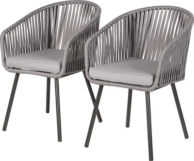 Produktbild von home24 Gartenstuhl - 2er-Set - Stahl / Polyester
