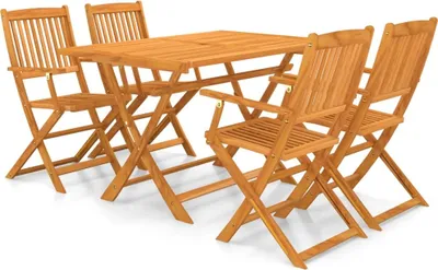 Produktbild von 5-tlg. Garten-Essgruppe Klappbar Akazie Massivholz