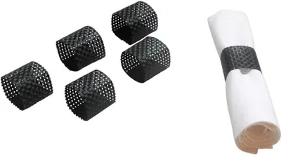 Produktbild von 6er Set Serviettenringe Serviettenhalter Serviettenschnallen Tisch Dekoration schwarz