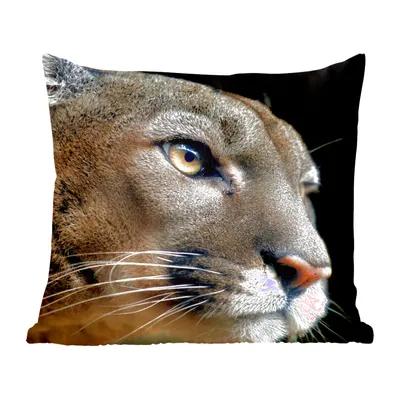 Produktbild von MuchoWow® Zierkissen Sofakissen Wohnzimmer Dekokissen 45x45 cm Cougar - Gelb - Schwarz - Schlafpolster - Polster für das Sofa