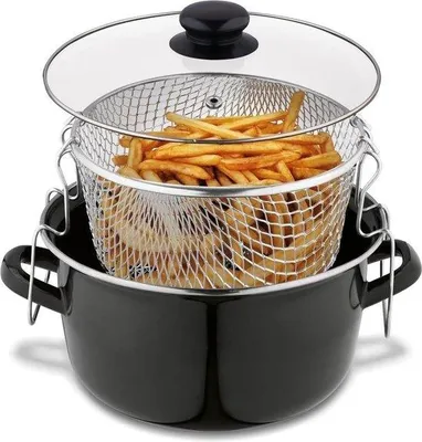 Obrázok produktu pre Elektrická fritéza so skleneným vekom – čierna – malá fritéza na vyprážanie so sitkom