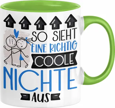 Produktbild von Nichte Geschenk Tasse Geschenkidee für Nichte Geburtstag Weihnachten Spruch So Sieht Eine Richtig Coole Nichte Aus Kaffee-Becher  (Grün)