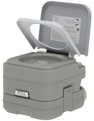 Produktbild von Tragbare Toilette - Camping WC - 2x10 l Tanks - Belastbar bis 200 kg - 36x42x30 cm - Grau