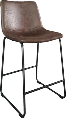 Image de Mancia Tabouret de barPolyuréthaneMarron foncé - Métal et rembourrage vintage