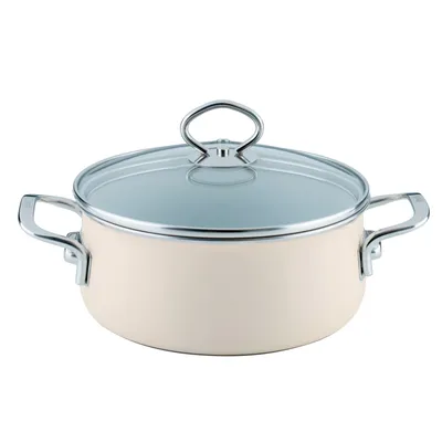 Image de Riess Casserole avec couvercle en verre Ø20cm 2L Avorio émail