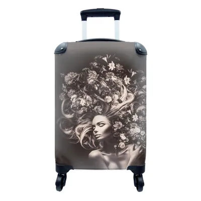 Produktbild von MuchoWow® Koffer Handgepäck Trolley Rollkoffer Kleine Reisekoffer mit 4 Rollen - Blumen - Frau - Natur - Cabin Size < 55x40x23 cm & 55x40x20 cm - Fotokoffer - Kabinenkoffer - Boardgepäck - Reise-Box - Reisekoffer - Reisegepäck - Koffer mit Bild - Trolley für Kinder