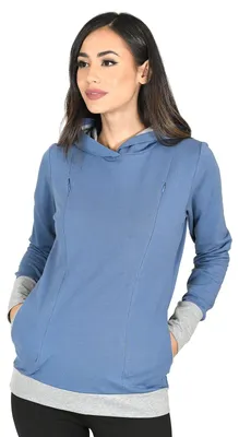 Obrázek produktu pro Mija Mona 1035, dámský svetr 2 v 1, vhodný pro těhotné, barva denim/vzorovaný, velikost M