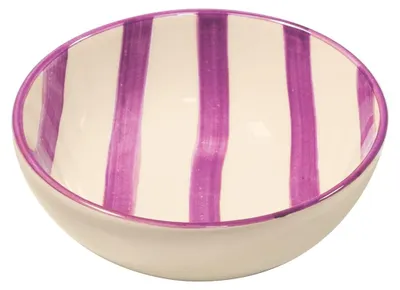 Immagine prodotto di Zafferano Set 6 Ciotole Bowl Collezione Lido Righe in Vetroceramica Artigianale Fatta a Mano in Italia Colore Viola Diametro Standard Elegante Design